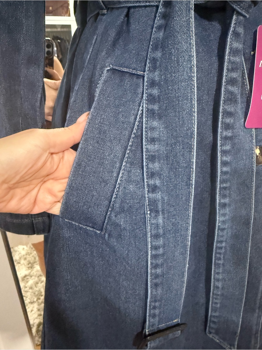 Denim belted Trench Jean jacket/ Coat - XS - Picture 12 of 12